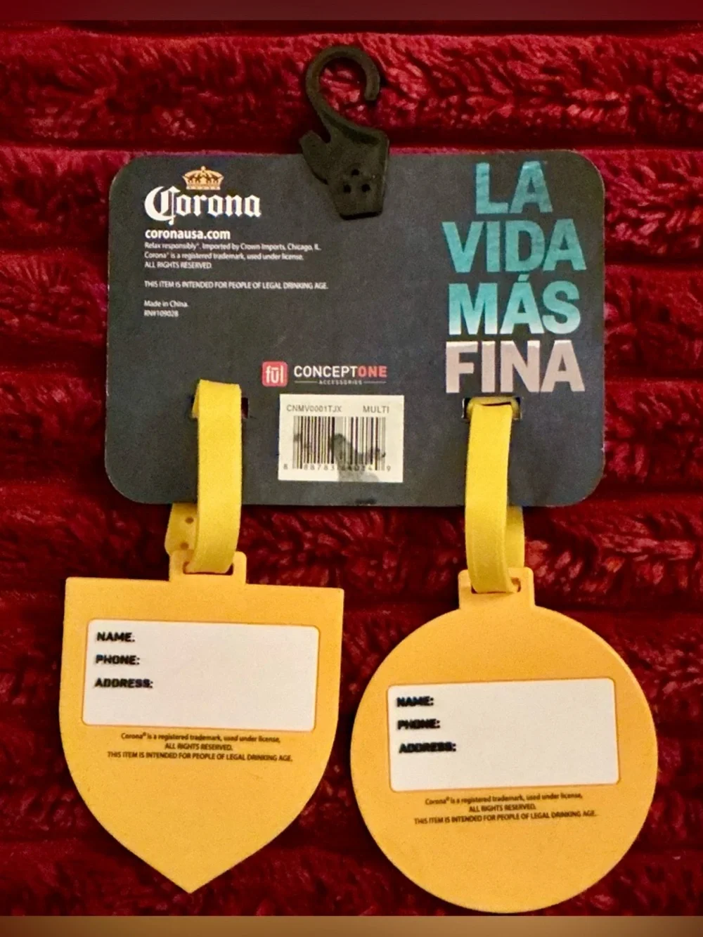 Corona Yellow Luggage ID Tags - Set of 2